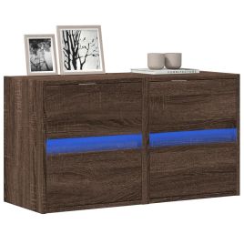 TV Wall Cabinets with LED Lights 2 pcs Brown Oak 41x31x45 cm - vid-852284