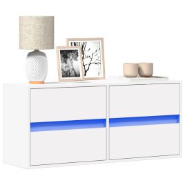 TV Wall Cabinet with LED Lights White 100x31x45 cm - vid-852292