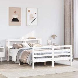 Bedframe White 150x200cm King Size Solid Wood Pine