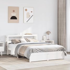 Bedframe with Headboard White 140x200cm