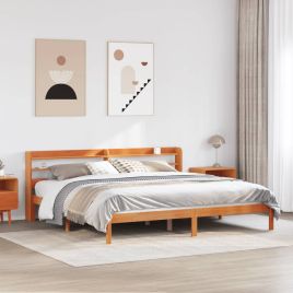 Wax Brown Bedframe with Headboard 200x200cm