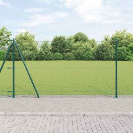 Chain Link Fence with 13 Flanged Posts 1.2x25 m Galvanised Steel