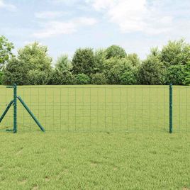 Euro Fence with 13 Posts 0.4x25 m Galvanised Steel Green