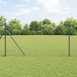 Euro Fence with 13 Posts 1.2x25 m Galvanised Steel Grey