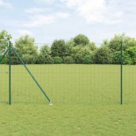 Euro Fence with 7 Spike Posts 1.5x10 m Galvanised Steel Green