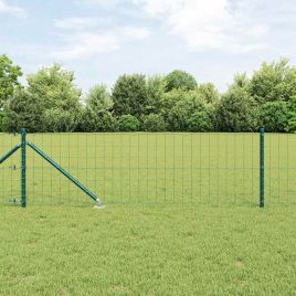 Euro Fence with 13 Spike Posts 0.4x50 m Galvanised Steel Green