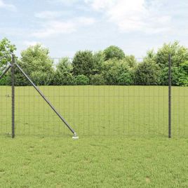 Euro Fence with 13 Spike Posts 1x25 m Galvanised Steel Grey