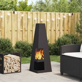 ENICOVE Fire Pit 35x35x100 cm Steel - Black