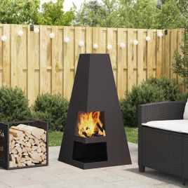 ENICOVE Fire Pit 50x50x100 cm Steel - Black
