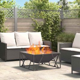 ENICOVE Fire Pit 80x80x40 cm Steel - Black