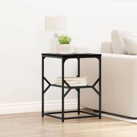 Side Table Black Oak 41x40x60 cm Engineered Wood