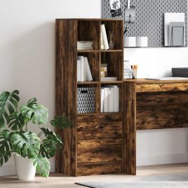 Smoked Oak Shelving Unit Smoked Oak Engineered Wood Medium