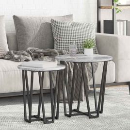 Side Table 2 pcs Gray Sonoma Engineered Wood and Metal