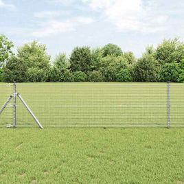 Welded Wire Fence with 13 Posts 0.5x100 m Galvanised Steel
