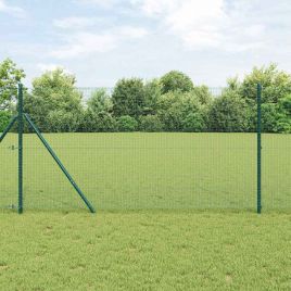 Welded Wire Fence with 13 Posts Green 1.2x25 m Steel
