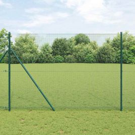 Welded Wire Fence with 13 Posts Green 1.5x25 m Steel
