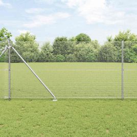Welded Wire Fence with 7 Spike Posts 1.4x10 m Galvanised Steel