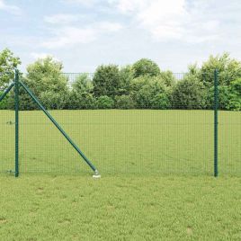 Fence Post Set Set of 2 Green Powder-Coated Steel 10 x 1 m