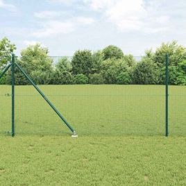 Welded Wire Fence with 13 Spike Posts Green 1.2x50 m Steel