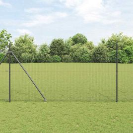 Welded Wire Fence with 7 Spike Posts Grey 1.5x10 m Steel