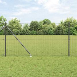 Welded Wire Fence with 13 Spike Posts Grey 1.4x25 m Steel