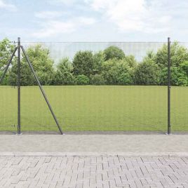 Welded Wire Fence with 13 Flanged Posts Grey 1.4x50 m Steel