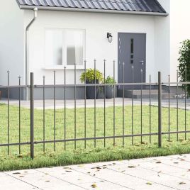 Garden Fence with Hoop Top in Grey, 1.7x1 m, Made of Steel