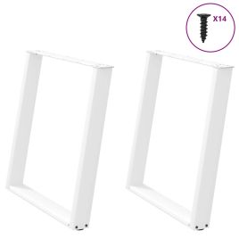 Dining Table Legs U-Shaped 2 pcs White 70x(72-73) cm Steel