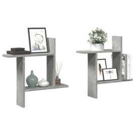 Wall Shelves 2 Pieces Concrete Grey 50x12x50 cm Engineered Wood