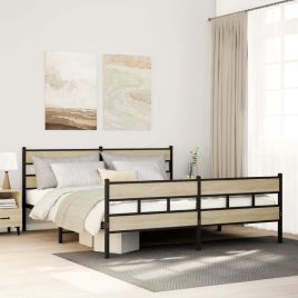 Metal Bedframe Sonoma Oak 183x213cm