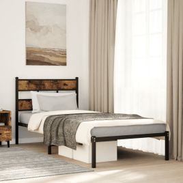 Metal Bedframe Smoked Oak 75x190cm Small Single