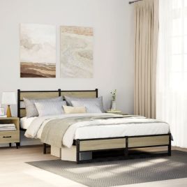 Metal Bedframe Sonoma Oak 140x190cm