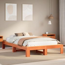 Bedframe Wax Brown 135x190cm Double Solid Wood Pine