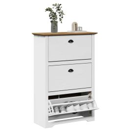 GLACIER Large Shoe Rack White and Brown