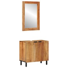 2 Piece Bathroom Furniture Set Brown Solid Wood Acacia