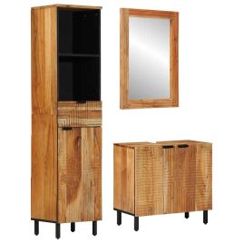 3 Piece Bathroom Furniture Set Brown Solid Wood Acacia