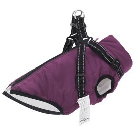 Dog Coat with Harness Waterproof Reflective Purple M