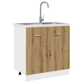 Sink Bottom Cabinet Lyon Artisan Oak 80x46x81.5 cm Engineered Wood