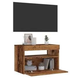 TV Cabinet with LED Lights Old Wood 60x35x40 cm Engineered Wood