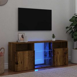 TV Cabinet with LED Lights Old Wood 120x30x50 cm Engineered Wood