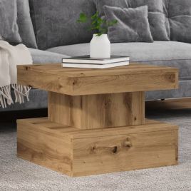 Coffee Table with LED Lights Artisian Oak 50x50x40 cm - vid-857713