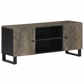 TV Cabinet Black 105x33x46 cm Solid Wood Mango