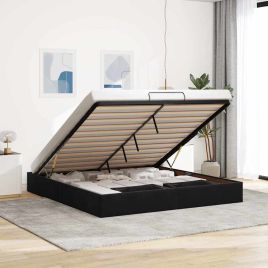 Ottoman Bedframe Black Super King Velvet
