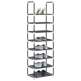 KAMI Tall Shoe Rack 8-Tier Black Non-woven Fabric