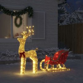 JOLLIX Christmas Decoration Reindeer and Sleigh 100 LEDs Warm White