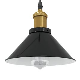 Pendant Lamp Height Adjustable E27 Gloss Black 22 cm Metal