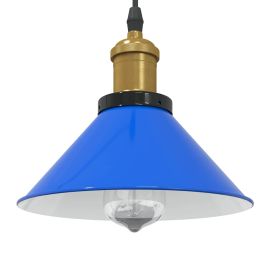Pendant Lamp Height Adjustable E27 Gloss Dark Blue 22 cm Metal