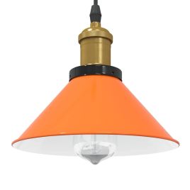 Pendant Lamp Height Adjustable E27 Gloss Orange 22 cm Metal