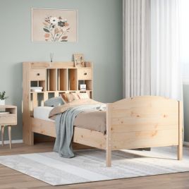 Bookcase Bed 100x200cm Solid Wood Pine