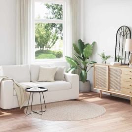 Shaggy Rug with Latex Backing Cream Diameter 160 cm